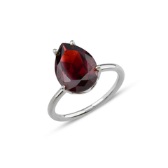 Garnet Zirconia Taşlı Damla Kesim Tektaş Yüzük