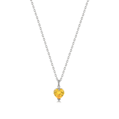 Yellow Zirconia Heart Necklace