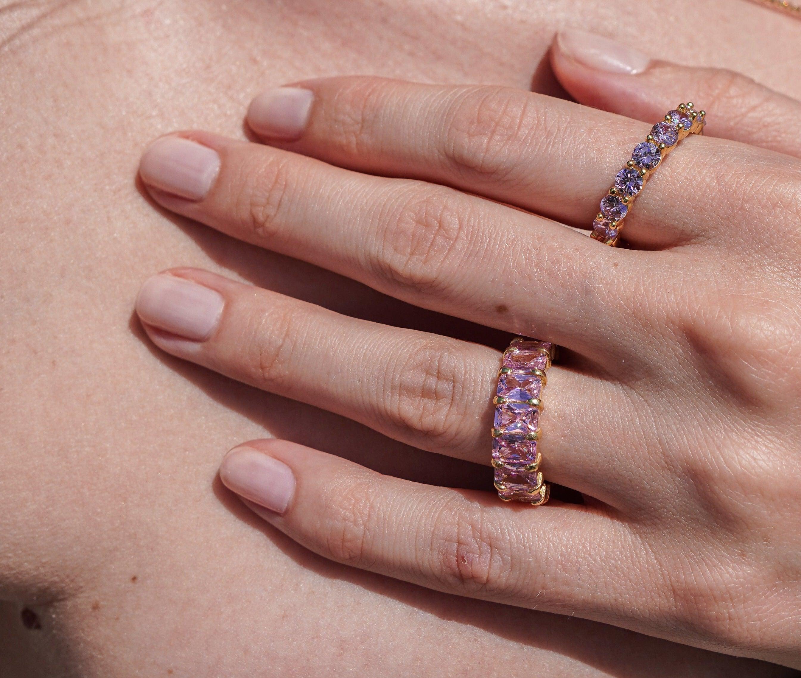 Karosh Pembe Yuvarlak Taşlı Tamtur Yüzük - Karosh