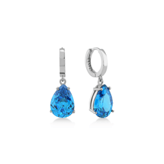 Karosh Aquamarine Drop Cut Gem Dangle Earrings - Karosh