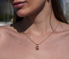 Karosh Orange Baguette Cut Gem Necklace - Karosh