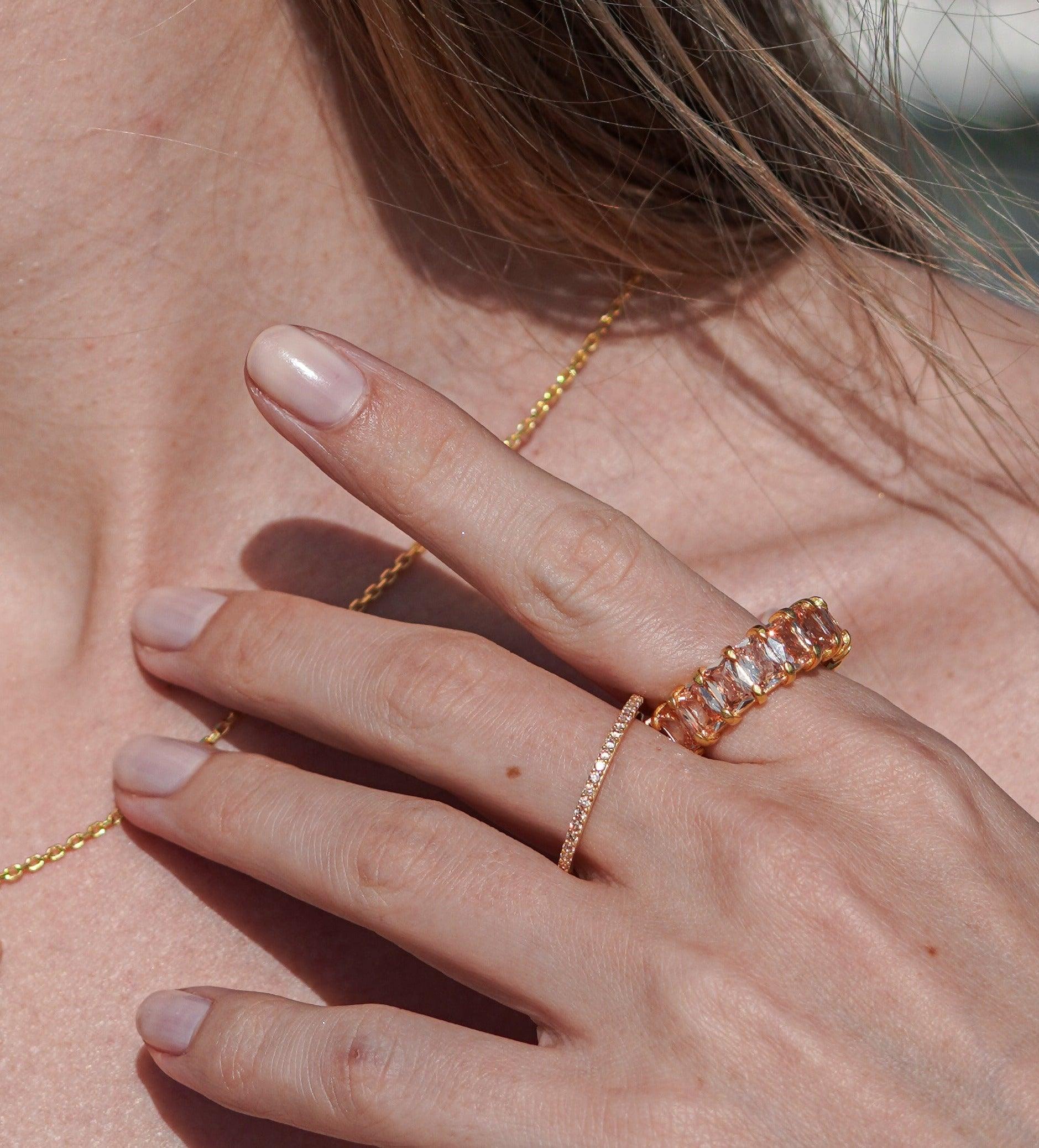 Karosh Turuncu Baget Taşlı Tamtur Yüzük - Karosh