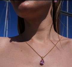 Karosh Pink Drop Cut Gem Necklace - Karosh