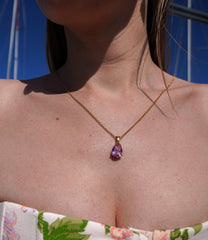 Karosh Pink Drop Cut Gem Necklace - Karosh