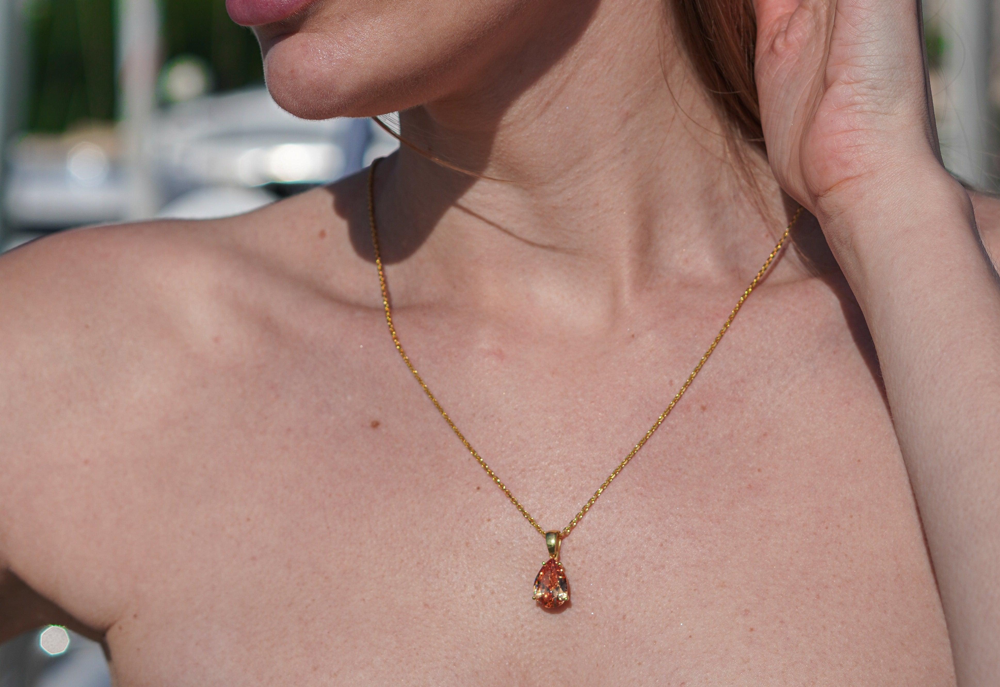 Karosh Orange Drop Cut Gem Necklace - Karosh