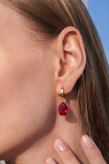 Karosh Ruby Color Drop Cut Gem Dangle Earrings - Karosh