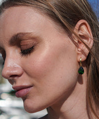 Karosh Emerald Color Drop Cut Gem Dangle Earrings - Karosh