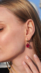 Karosh Ruby Color Drop Cut Gem Dangle Earrings - Karosh