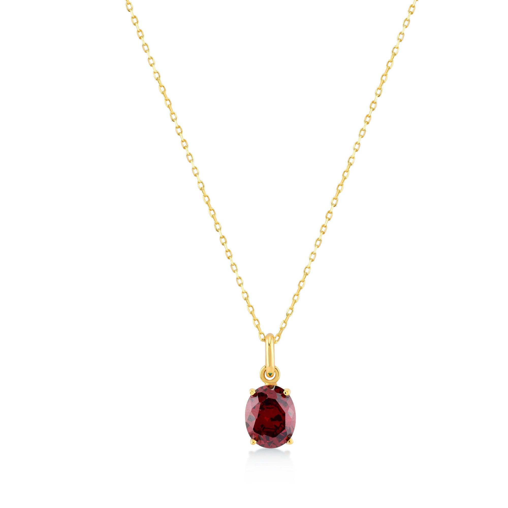 Red Oval Cut Gem Necklace - Karosh