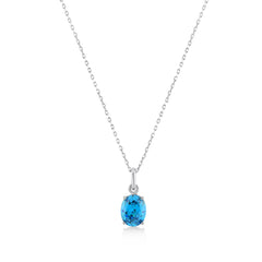 Aquamarine Oval Cut Gem Necklace - Karosh