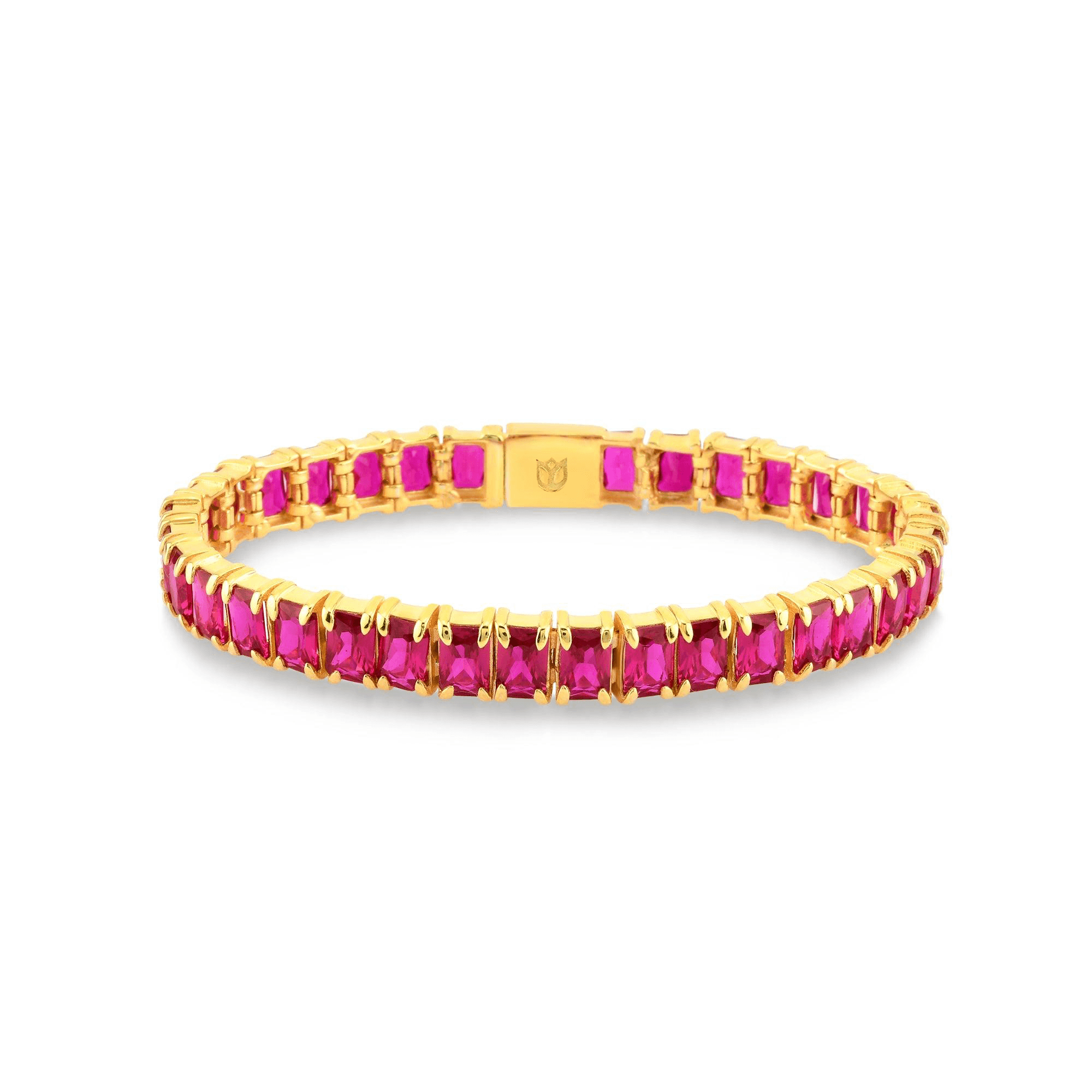 Karosh Yakut Color Taşlı Baget Kesim Su Yolu Bileklik - Karosh