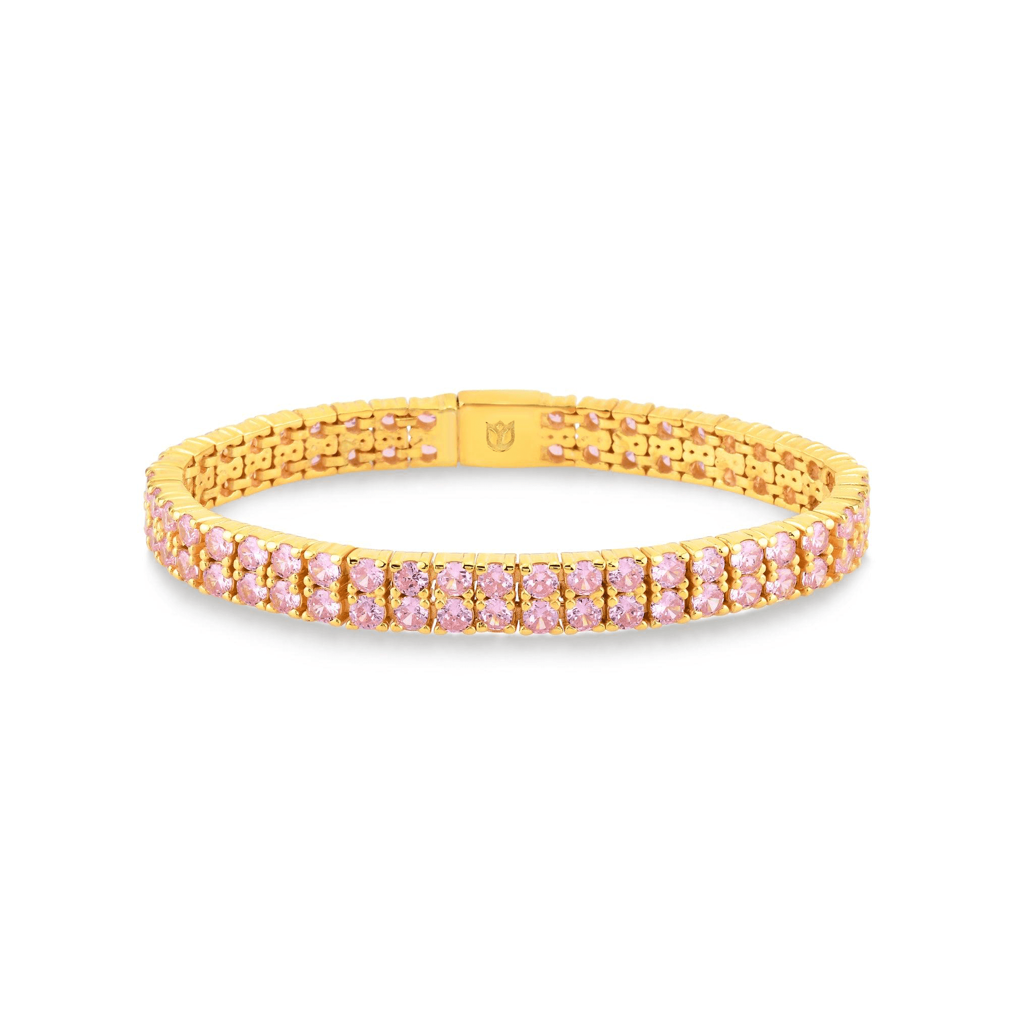 Karosh Round Cut Tennis Bracelet with Pink Gem - Karosh