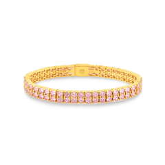 Karosh Round Cut Tennis Bracelet with Pink Gem - Karosh