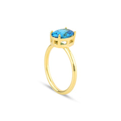 Aquamarine Oval Cut Gem Solitaire Ring - Karosh