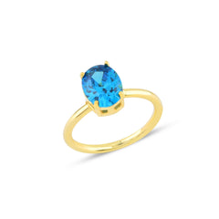 Aquamarine Oval Cut Gem Solitaire Ring - Karosh