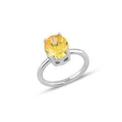 Yellow Oval Cut Gem Solitaire Ring - Karosh