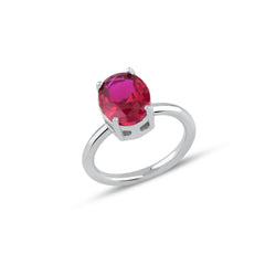 Ruby Oval Cut Gem Solitaire Ring - Karosh