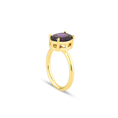 Purple Oval Cut Gem Solitaire Ring - Karosh