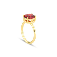 Red Oval Cut Gem Solitaire Ring - Karosh