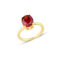 Red Oval Cut Gem Solitaire Ring - Karosh