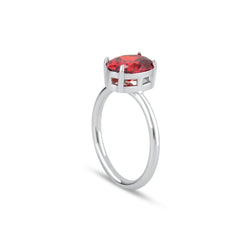 Red Oval Cut Gem Solitaire Ring - Karosh