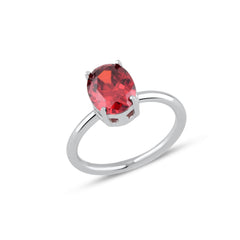 Red Oval Cut Gem Solitaire Ring - Karosh