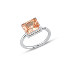 Orange Baguette Cut Gem Solitaire Ring - Karosh