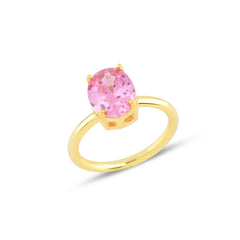 Pink Oval Cut Gem Solitaire Ring - Karosh