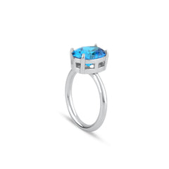 Aquamarine Oval Cut Gem Solitaire Ring - Karosh