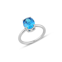 Aquamarine Oval Cut Gem Solitaire Ring - Karosh