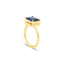 Indigo Baguette Cut Gem Solitaire Ring - Karosh