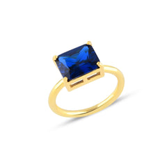 Indigo Baguette Cut Gem Solitaire Ring - Karosh