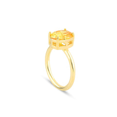 Yellow Oval Cut Gem Solitaire Ring - Karosh