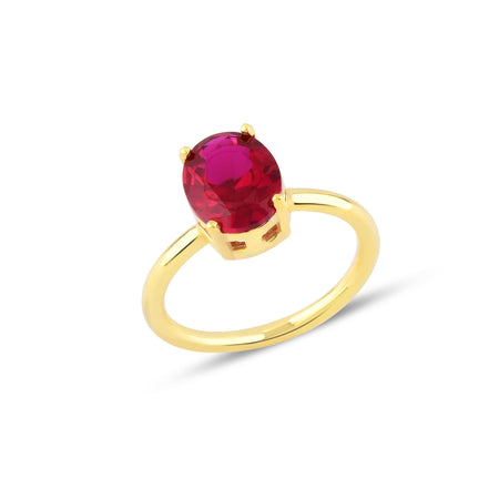 Ruby Oval Taşlı Tektaş Yüzük - Karosh