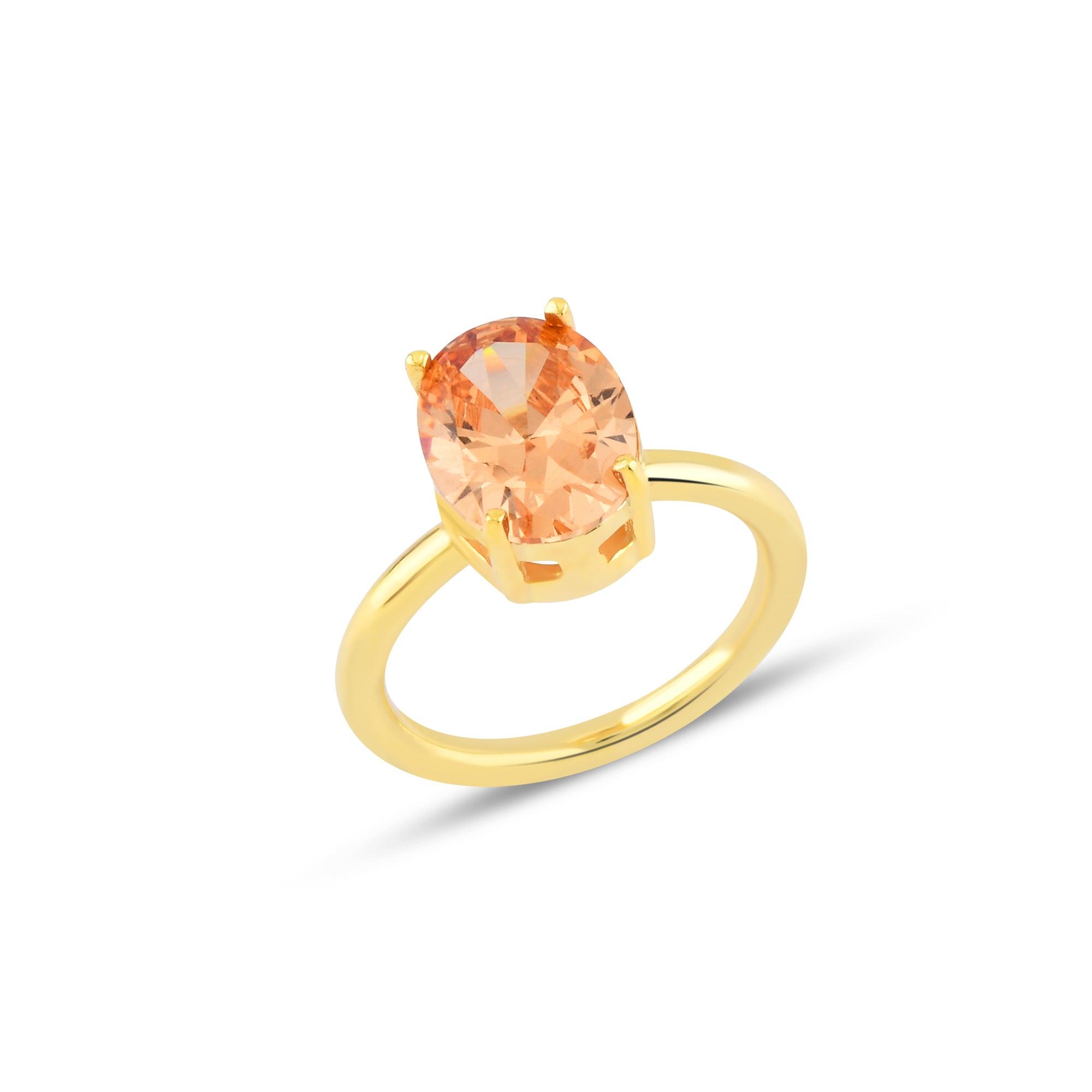 Orange Oval Cut Gem Solitaire Ring - Karosh