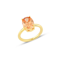 Orange Oval Cut Gem Solitaire Ring - Karosh