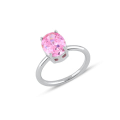 Pink Oval Cut Gem Solitaire Ring - Karosh