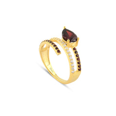 Harmonic Twist Ring with Garnet Zirconia Stone