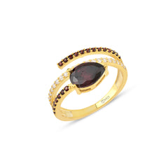 Harmonic Twist Ring with Garnet Zirconia Stone