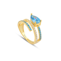 Aquamarine Zirconia Taşlı Harmonic Twist Yüzük