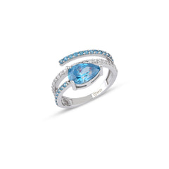 Aquamarine Zirconia Taşlı Harmonic Twist Yüzük