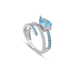 Aquamarine Zirconia Taşlı Harmonic Twist Yüzük