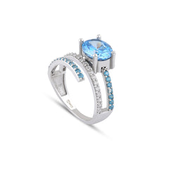 Aquamarine Zirconia Taşlı Harmonic Twist Yüzük