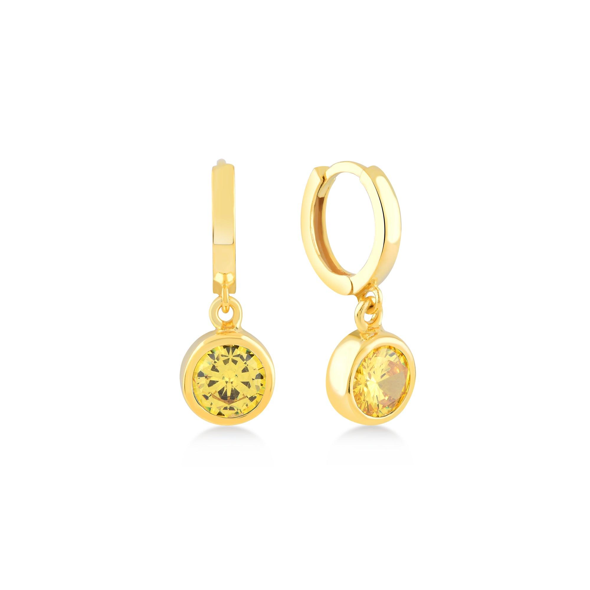 Yellow Citrine Moon Dangle Earrings - Karosh