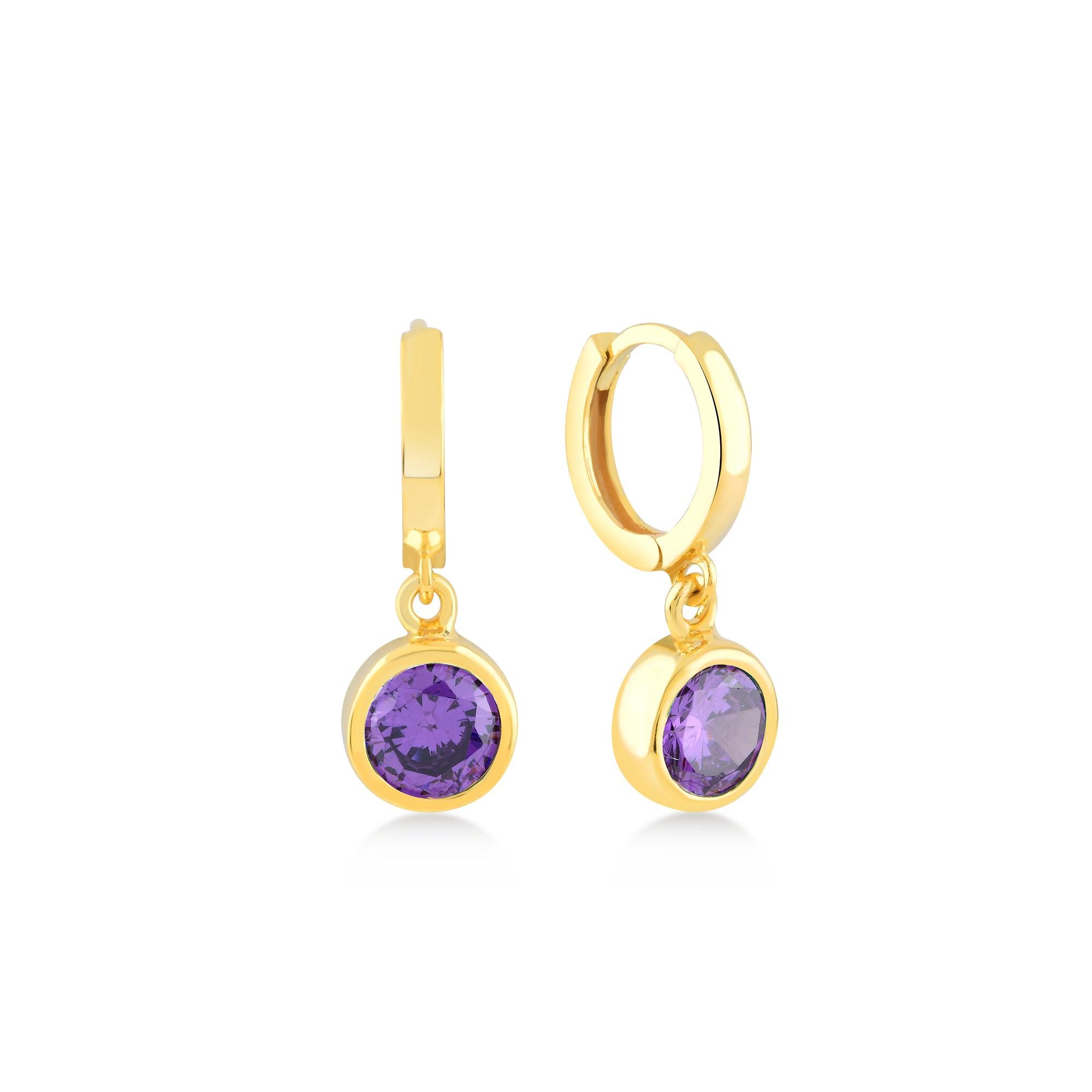 Moon Dangle Earrings with Amethyst Gem - Karosh