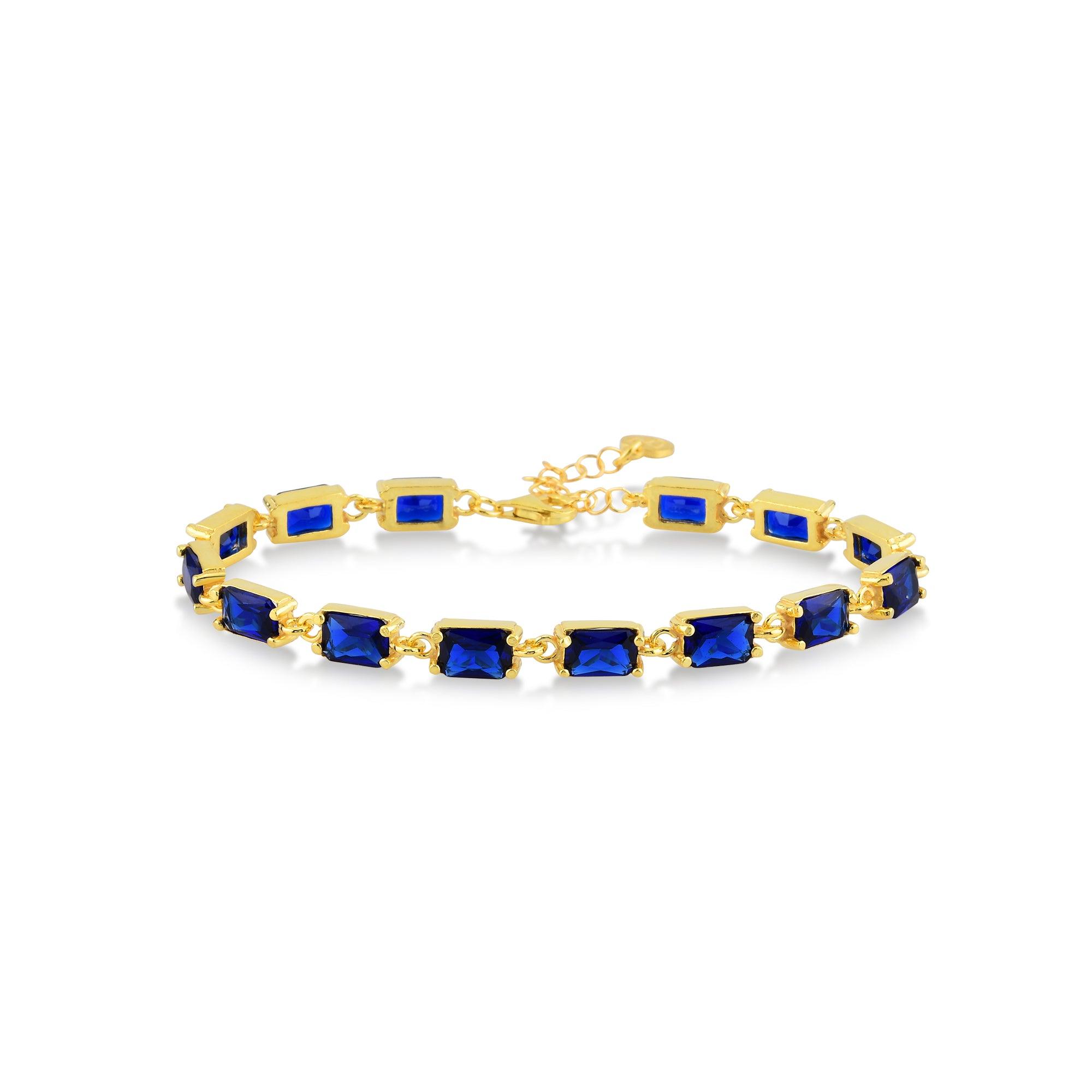 Sapphire Color Baguette Cut Broken Tennis Bracelet - Karosh