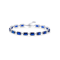 Sapphire Color Baguette Cut Broken Tennis Bracelet - Karosh