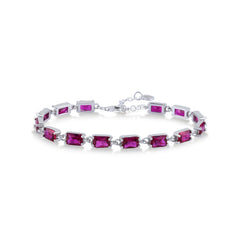 Ruby Color Baguette Cut Broken Tennis Bracelet - Karosh