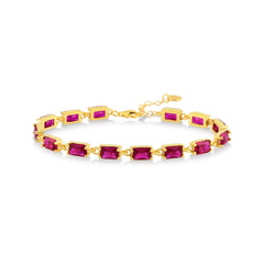 Ruby Color Baguette Cut Broken Tennis Bracelet - Karosh