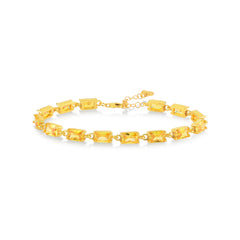 Baguette Cut Broken Tennis Bracelet with Yellow Citrine Gem - Karosh